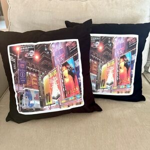 2 Broadway Billboard Times Square NYC Throw Pillows